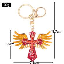 1PC Creative Rhinestone Cross Pendant Keychain Metal Car Hanger Small Gift Business Gift Hot Selling Style - B - View 8