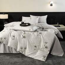 4pcs Soft Washed Silky Bedding Set, AB Version Spring/Summer Minimalist Bed Sheet Set (1pc Duvet Cover, 1pc Bed Sheet, 2pcs Pillowcases), Silky Smooth Sleep, Lightweight For All Seasons, Suitable For Single Bed, Double Bed, Hotel, Dorm, Whole Family, With Zipper, Removable, Machine Washable, Room Decor - Multicolor - View 4