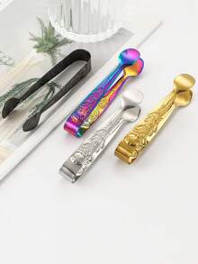 1pc Stainless Steel Rose Pattern Sugar Cube Tongs, Ice Cube Clamp, Food Clip, Towel Clip - View 6