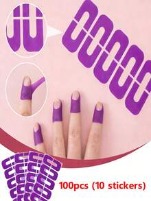 Bộ 100/50/30/10 chiếc, 10 chiếc miếng bảo vệ sơn móng tay hình chữ U, lớp sơn lót móng tay, miếng bảo vệ sơn gel (thích hợp cho ngón tay), dùng để ép nhiệt in ấn giúp ngăn ngừa lem sơn móng tay, phụ kiện làm móng, dụng cụ làm móng, mùa tựu trường, làm móng, thích hợp cho việc dập khuôn móng. - Màu tím - Xem 12