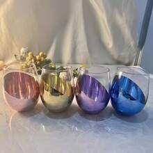 豪华玻璃饮具套装，包括水杯、渐变电镀蛋杯、葡萄酒杯、威士忌酒杯、创意豪华蛋杯、牛奶杯、果汁杯，适合家庭聚会、婚礼、节日晚宴及其他场合。 - 彩色 - 查看 3