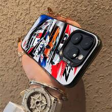 Póster de carreras de coches japoneses en blanco, naranja, rojo y azul.funda de teléfono Fundas compatibles con ,Apple,VIVO,OPPO,,, y Honor.Fabricadas en silicona TPU,ofrecen protección contra golpes y caídas. - Negro - Ver 6