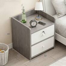 Mesita De Noche Auxiliar Buros Modernos Con 2 Cajones Color Blanco,Mesita de noche - Gris - Ver 1