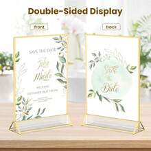 3/6pcs 4x6inch/5x7inch/6x8inch/8.5x11inch Acrylic Gold Frame Table Sign Holder For Wedding Table Numbers, Restaurant Signs, Photo And Art Display - T-gold - View 6
