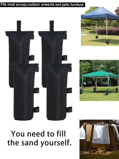 Túi đựng vật nặng cho lều bạt di động chịu lực cao, túi cát để tăng trọng lượng, thích hợp cho chân lều bạt. Túi cát chịu lực cao, kích thước cực lớn, vải đen với dây buộc chắc chắn, thiết kế di động, màu đen. Lều bạt ngoài trời tức thì màu đen dùng cho cắm trại, bãi biển, sân sau, hiên nhà, vật dụng thiết yếu khi cắm trại. Túi đựng vật nặng thích hợp cho chòi nghỉ, mái che ngoài trời, dù che nắng. Không bao gồm cát.