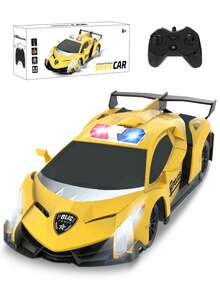 1辆遥控玩具车，漂移遥控车，2.4G灯光特技车，防撞电动玩具车，男孩女孩礼物，生日/节日礼物 - 黃色 - 查看 2