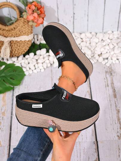 1 Pair Women's New Thick Sole Fabric Casual Shoes, Lightweight Comfortable Slip-On Walking Sneakers, Suitable For Daily, Outdoor, Campus, Versatile Sports Shoes, Multiple Colors Available