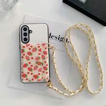 1pc Elegant Animal Print Pattern Card Holder Crossbody Wallet Phone Case Compatible With Samsung Galaxy S25 Edge, S24, S23, S22, S21, S20 FE, Note 20 Ultra, A17, A16, A15, A07, A52, A53, A54, A25 5G, Heart Mirror PU Leather Card Holder Wallet Case Compatible With 10, 9 Pro XL, 8, 7, 6, 9a, 8a, Multi-Functional Protective Cover Compatible With Xiaomi Note 15 Pro, 14, 13 4G, Poco C75 - Strawberry 17 - View 8