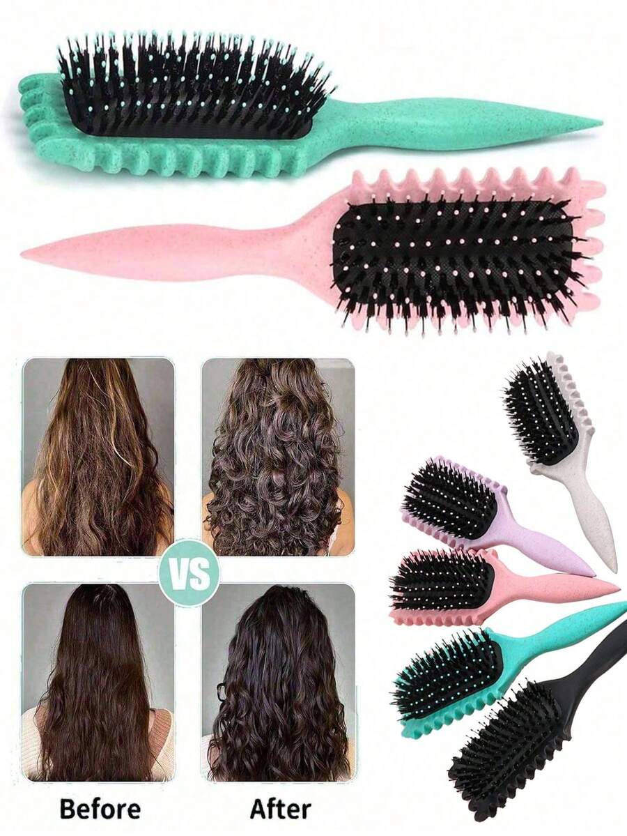 1pc Hair Brushes Curl Defining Brush – Nylon Styling Brush For Curly Hair, Shaping & Defining Summer Curls With Less Pulling, Ideal For Beach, Travel & Daily Use