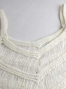 Women's Solid Color Casual Fringe Knit Sweater Summer - White 1 - View 6