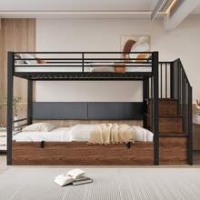 Iron Loft Bed, 90 X 200 Cm, Padded Backrest In Soft Polyurethane, Hydraulic Function, Safety Ladder, High Safety Rail, Bunk Bed, Children's Bed, Black - Black + Medium Density Fiberboard + Metal - View 3