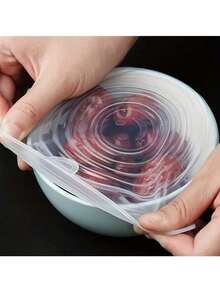 Bộ 6 nắp đậy thực phẩm bằng silicon tái sử dụng, phù hợp với nhiều kích cỡ hộp đựng, nắp silicon đa chức năng, có thể giặt, kín hơi mềm mại, đáp ứng nhu cầu bảo quản thực phẩm. Phụ kiện nhà bếp, thích hợp cho cắm trại, dã ngoại, du lịch, dễ mang theo, quà tặng thiết thực. - Nhiều màu - Xem 2