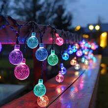 Summer Party Star! Solar String Lights - 20/50/100 LED Lights, 3 Colors (Warm White/Cool White/Multi-Color), 8 Modes, Auto On/Off, Suitable For Outdoor Celebration Events! - Colored Light - View 6