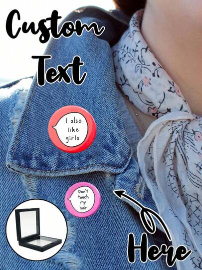 Custom Badges, Customizable Valentine's Day Text Badges, Text Badges, And Custom Brooches Can All Be Customized With Any Text, Photo, Or Image. These Custom Brooches Are Stylish, Cute, Exquisite, And Simple, With A Unique Style, Suitable For Both Men And Women.