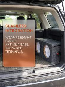 6.5 Inch Grey Carpeted Speaker Box Enclosure With Port, DIY Car Or Truck Audio Custom Subwoofer Box - A - View 8