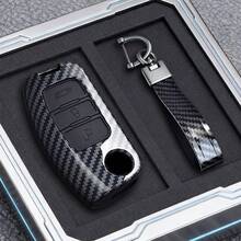适用于宝马B-Max、C-Max Sport、三星Galaxy、嘉年华、福克斯2、翼搏、翼虎、翼虎、猎鹰的ABS碳纤维风格汽车钥匙壳保护套 - A款 - 查看 1