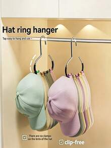 Non-Marking Multi-Functional Hat Rack Holds 8 Hats In Dormitory Wardrobe, Baseball Cap Display Rack With No-Hook Design For Home Organization, Perfect Storage Solution, An Ideal Gift For Family And Friends, Stylish, Space-Saving Hat Organizer For Cozy Living Spaces, , Easy-Clean, Wide Compatibility - Multicolor - View 3