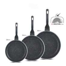 Non-Stick Marble Coating Granite Fry Pan Set With Soft Grip Long Handle - View 2