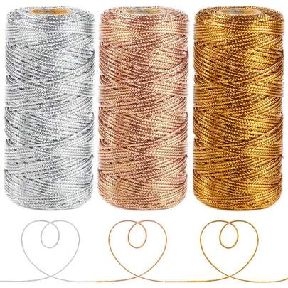 Gold, Silver, Rose Gold Metallic Baking Twine, Suitable For Crafts, DIY Tags And Decorations