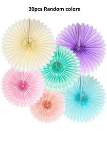 Bộ 30/12/6/18 chiếc quạt giấy cầu vồng màu pastel trang trí tiệc, quạt giấy treo tường 8 inch, thích hợp cho văn phòng, trường học, nhà cửa, các bữa tiệc khác nhau, màu sắc ngẫu nhiên. - Nhiều màu - Xem 10
