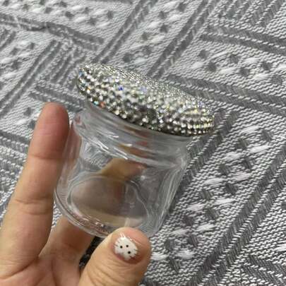 Bottiglia di stoccaggio in oro con strass di alto valore, barattolo di vetro trasparente mini per lo stoccaggio, bottiglia vuota portatile in oro per perline, contenitore di stoccaggio per piccoli oggetti