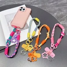Shockproof Lanyard Gasket New Handmade Woven Short Wrist Strap With Phone Case Connector Universal Phone Case Accessory Anti-Slip Anti-Drop Portable Pendant Spring Gift Birthday Anniversary Wedding Party - Multicolor - View 10