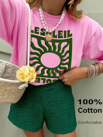 T-shirt da donna Primavera/Estate 2026, T-shirt larghe a maniche corte girocollo in tinta unita, top in cotone 100%, stile vacanza, stampe grafiche divertenti, abbigliamento casual da donna primavera/estate, streetwear, abbigliamento da vacanza, camisetas invierno mujer, noistamujer, camiseta oversize mujer, Motivo Mujer, camiseta manga corta mujer, top verano, k pop guerreras, ropa mujer, verano mujer, jersey, fiesta, sudaderas de mujer, conjunto mujer invierno, ropa verano mujer, verano mujer, y2k, mujer, ropa curvy mujer, sudadera mujer talla Grande, amici, vacanze, casual, ufficio/salotto/casa/sport all'aria aperta/stile retrò/semplice, design divertente, top casual per tutte le stagioni, coppia di camicie a maniche corte per San Valentino, unisex a maniche corte camicie, per appuntamenti, gite romantiche, regali di festa, top, sport