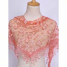 1pc 2026 New Floral Lace Scarf & Headscarf Set For Women, Lightweight & Breathable, Suitable For Weddings, Parties And Formal Events - Solid Color - 查看 10