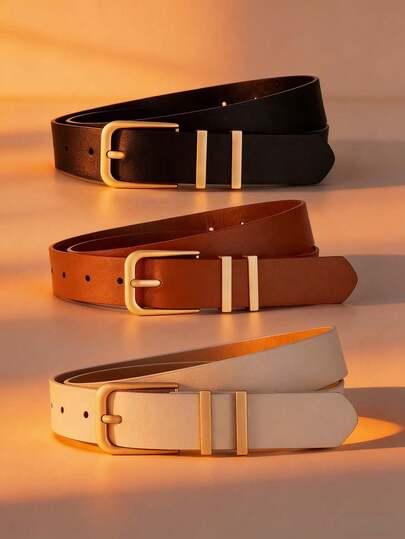 Girls' Belt, Stylish And Simple Solid Color, Preppy Style Belt, Suitable For Everyday Commuting, All Seasons, Matching Skirts, Casual Jeans, And Waist-Cinching Decorative Belt.