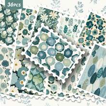 36pcs Forest Style Plant Pattern Art Sticker Pack | Dynamic Vinyl Stickers With Dreamy Leaf And Floral Design | Suitable For Laptop, Decoration And Gifts | Perfect For Art Lovers And Atmosphere Enthusiasts - Rectangle - View 9