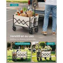 SONGMICS Carro de Mano Plegable Carrito de Jardín con Asa y Ruedas Carga 180 kg 90 L Beige Arena MGFW909LF01 - Arena Beige - Ver 6