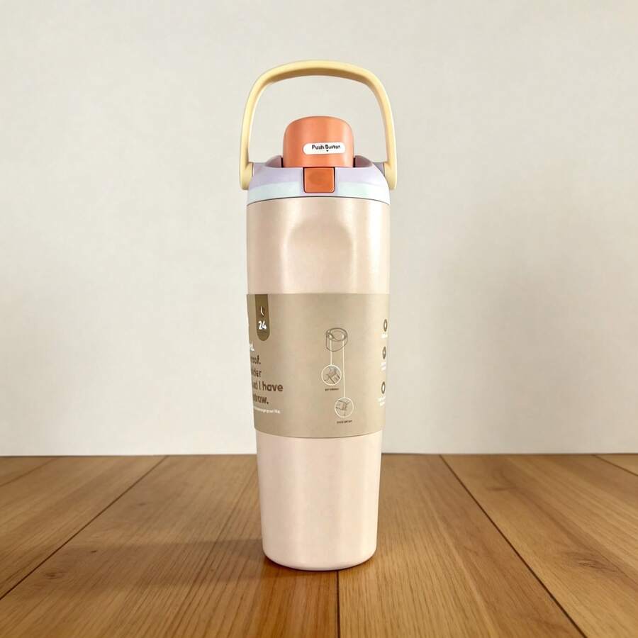 6 botellas de agua de 30 onzas, disponibles en múltiples colores, con pajita, tiempo de conservación del calor de talla grande de 24 horas, puede aislar agua fría y caliente, se puede hacer café, bebidas congeladas, apariencia hermosa, mano de obra exquisita, adecuado para camping, trabajo, uso en interiores. - Sandy Shores - 30 oz - Ver 1