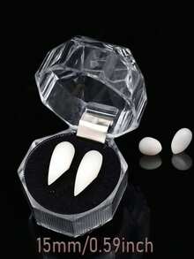 1 Pair Vampire Zombie Fake Teeth, Gag Fake Teeth Toy, Party Fangs Costume Makeup Masquerade Teeth - White - View 4