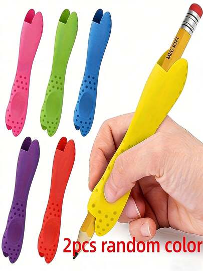 Ayuda ergonómica de escritura y corrector de postura 2 en 1, Soporte ergonómico para lápiz - Agarre de doble extremo con retroalimentación sensorial, 6 colores vibrantes (rosa, verde, azul, morado, rojo, amarillo) /Adultos principiantes, mejora el control del agarre y las habilidades de escritura/dibujo, compatible con bolígrafos y herramientas artísticas, mejora de la caligrafía, agarre cómodo, material de tacto suave, diseño flexible, herramienta de aprendizaje, herramienta de ayuda universal para la escritura para diestros y zurdos, colorido regreso a la escuela