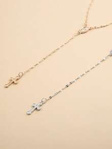 Dây chuyền 6mm, Unisex, Dây dài vàng & bạc, Mặt dây chuyền hình thánh giá, Phụ kiện cầu nguyện tôn giáo, Quà tặng dây chuyền cho nam giới - Dây chuyền tràng hạt 6mm - Xem 2