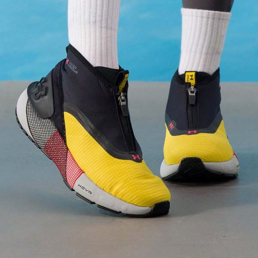 Under Armour HOVR Cushioned High-Top Running Shoes, Unisex, Fitness & Long Distance Sports, 3026802-700 - Yellow/Black - View 1