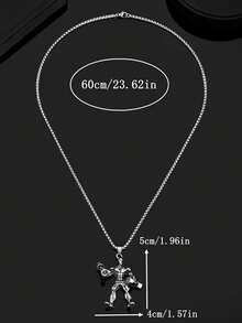 1件欧美时尚3D举重肌肉男吊坠朋克项链，适合男士日常佩戴 - 銀色 - 查看 5