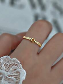 1枚S925纯银极简几何圆形戒指，百搭优雅可调节指节戒指，女士饰品 - 圓形 - 查看 10