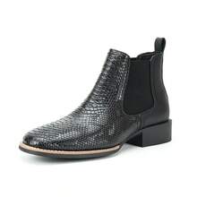 Vintage Crocodile-Embossed Chelsea Boots - Black - View 2