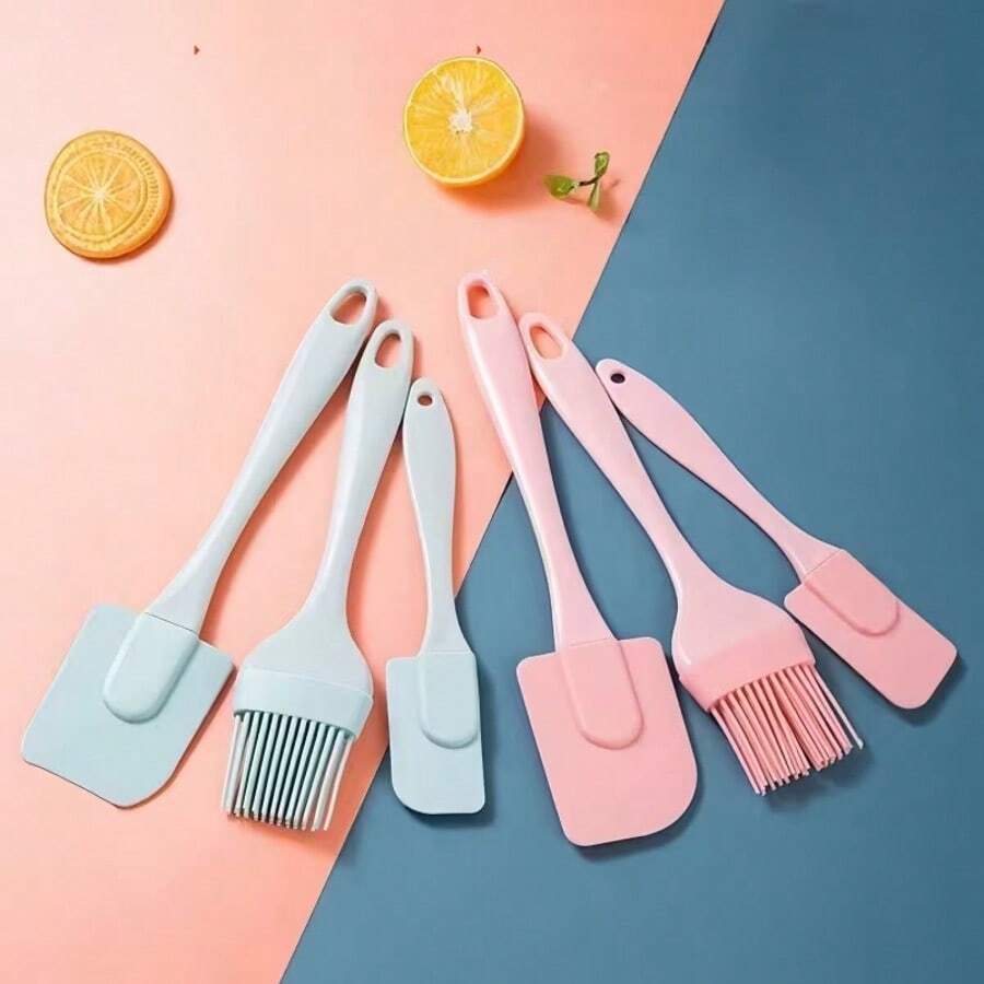 3件套烹饪用具套装，多功能厨房工具，包括蛋糕铲、硅胶油刷、烘焙DIY工具（北欧绿、北欧粉），婚礼用品，家居装饰，厨房小工具