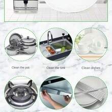 1个二合一塑料洗洁精瓶，带海绵架，方形液体皂液泵瓶，适用于厨房水槽收纳，便携式沐浴露分配器，适用于浴室和酒店 - 彩色 - 查看 5