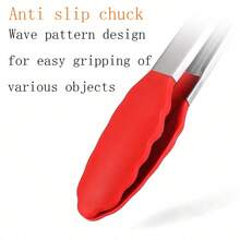 1个硅胶防滑食物夹，耐热烘焙烧烤厨房工具 - 紅色 - 查看 4