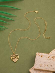 1 chiếc mặt dây chuyền hình trái tim khắc chữ "Mama/Mom", mạ vàng đính đá, mặt dây chuyền thời trang, quà tặng Ngày của Mẹ/Ngày lễ. - Kiểu 1 - Xem 5