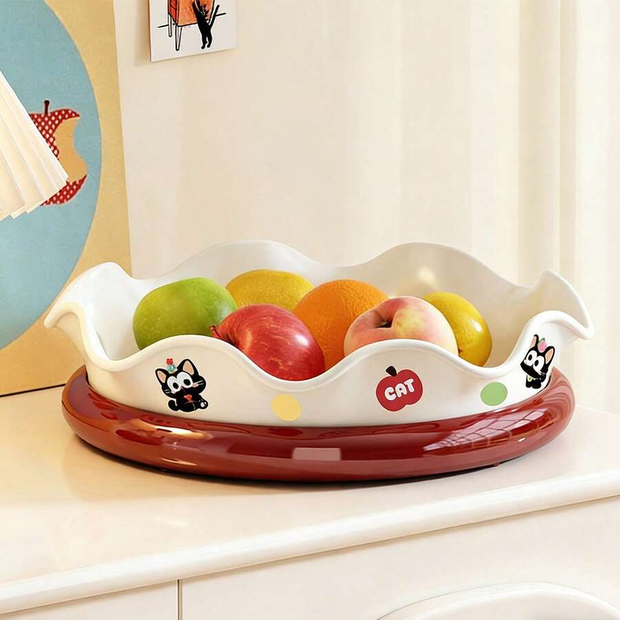 NINGYE 通年対応 回転式フルーツトレー おしゃれ高級感 リビング用 菓子・ドライフルーツ・茶菓子置き 多機能クリエイティブトレー 家庭用 - 猫 - チェックする 1