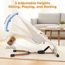 3 In 1 Baby Bouncer (Sit, Play & Relax),3 Recline Positions,Foldable Baby Rocker Chair W/ Removable Wooden Bar For 0-12 Months Infant,Baby Gear,Beige - Beige - View 4