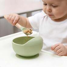 1pc Silicone Baby Bowl With Suction Cup, Anti-Spill, Easy To Clean, Toddler Self-Feeding Dinnerware - Multicolor - View 9