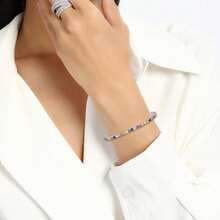 18K白金镀层2件套3毫米白色和彩色立方氧化锆网球手链套装，女士日常时尚首饰 - 白色+彩鋯 - 查看 6