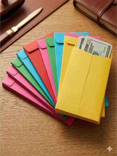 100pcs/Pack Random Color Self-Seal Colored Money Envelopes, For Cash, Paychecks, Saving, Coins, Currency, Letters