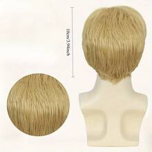 A Men's Wig With Short Hair, Black Curly Hair, Men's Halloween Costume, Synthetic Cosplay Wig - 黑色 - 查看 4