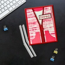 Creative Zipper Dies, DIY Scrapbooking Album And Embossing Stencil, Greeting Card Making Tool, Card Paper Cutting Crafts ,Gift Card Making Template Die Cuts. - Silver - View 3